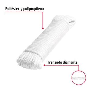 PIOLA DE POLIESTER DIAMANTE DE 5MM X 15MM BLANCA, FIERRO